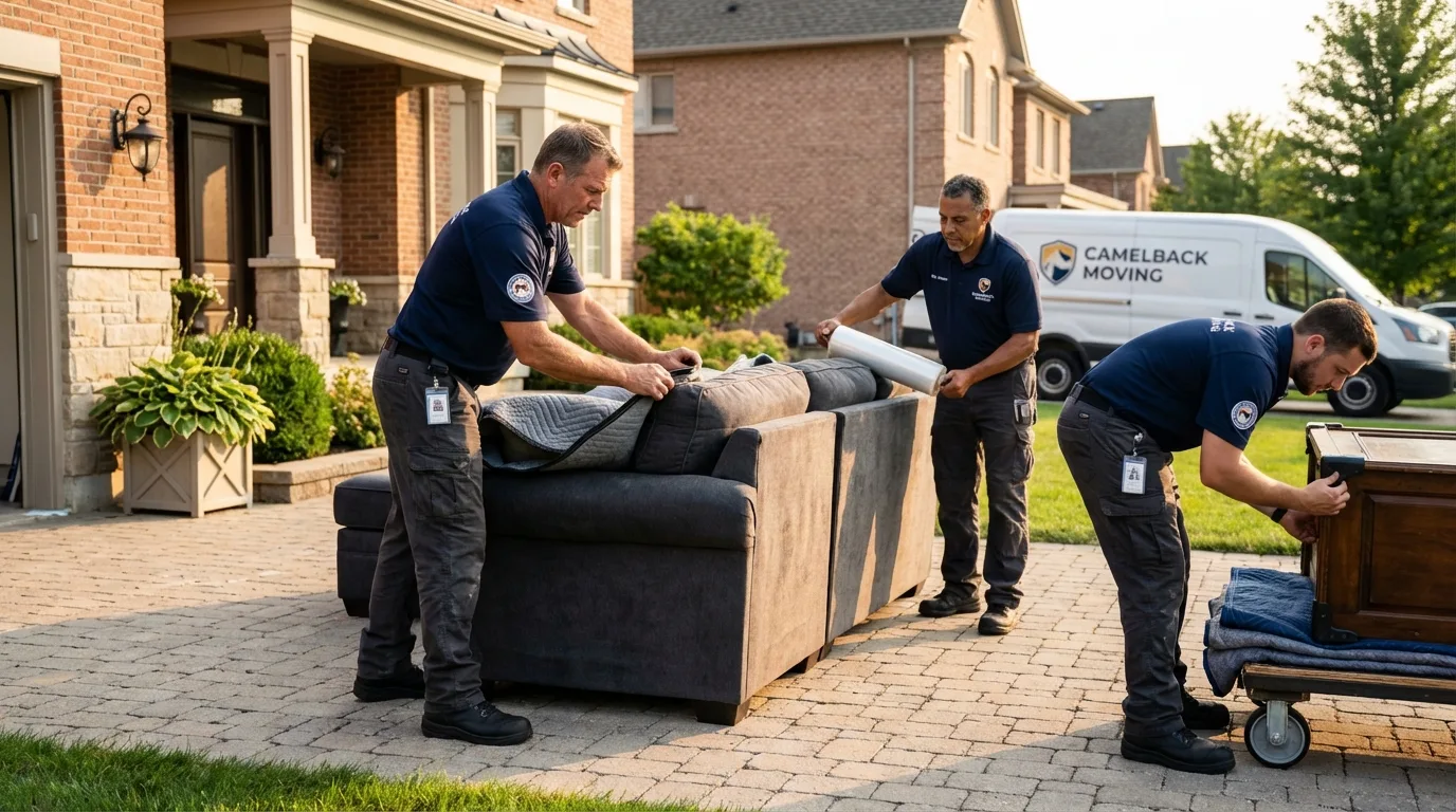 Large estate moving crew wrapping furniture in Redwater, TX